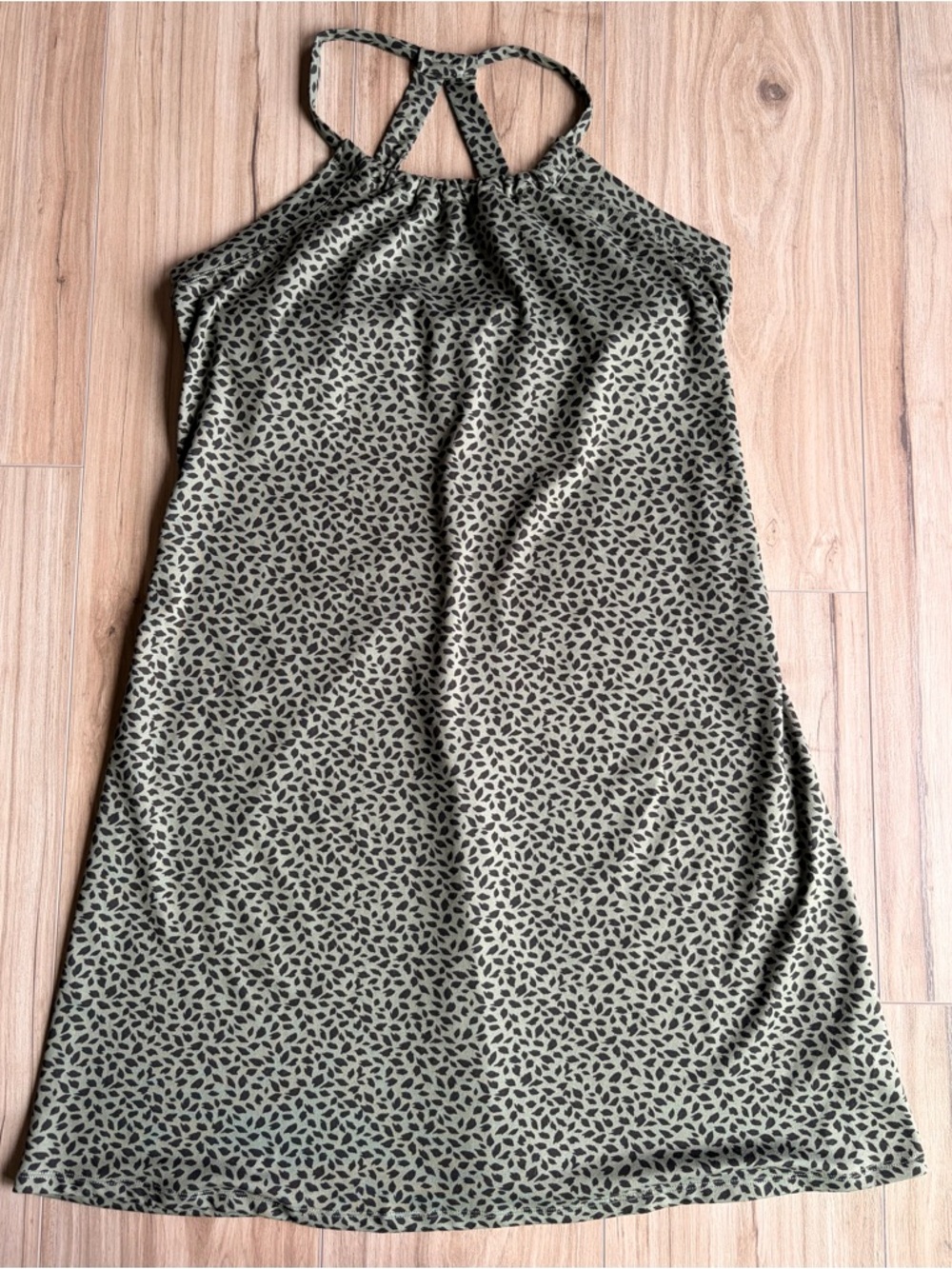 Eddie Bauer Dress Womens Large Green Halter Sleeveless